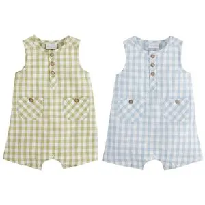 Mud Pie Gingham Shortall- Blue