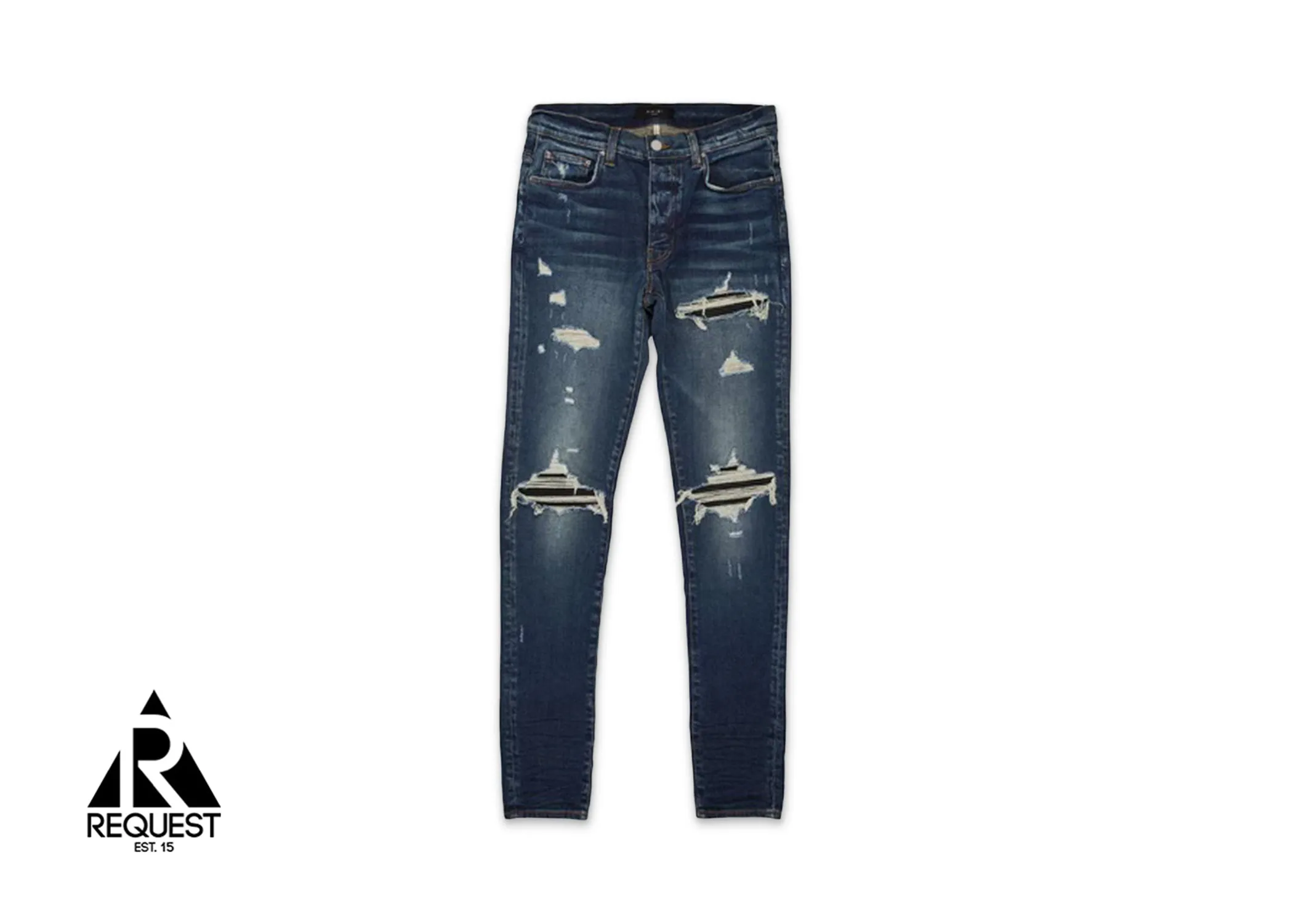 MX1 Black Leather Patch Denim "Blue"