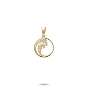 Nalu Pendant in Gold with Diamonds - 12mm