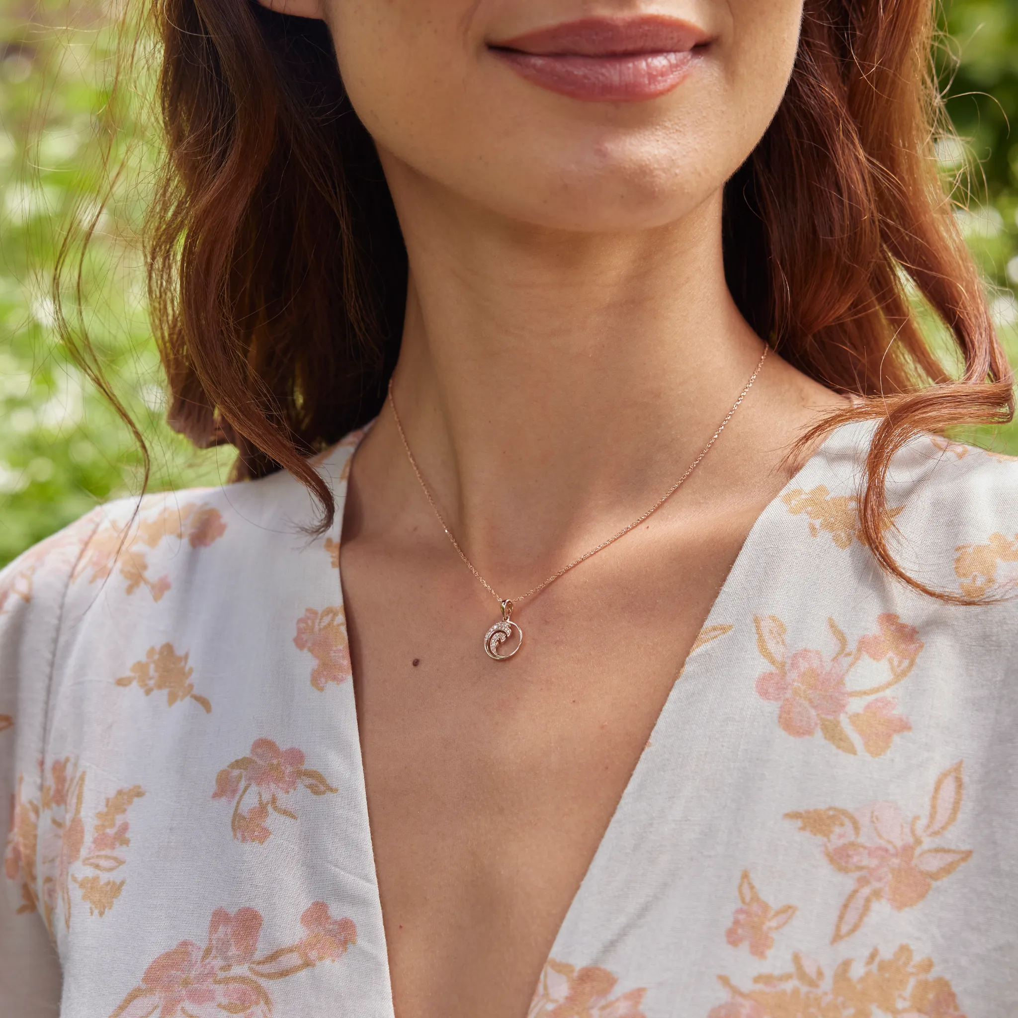 Nalu Pendant in Rose Gold with Diamonds - 12mm