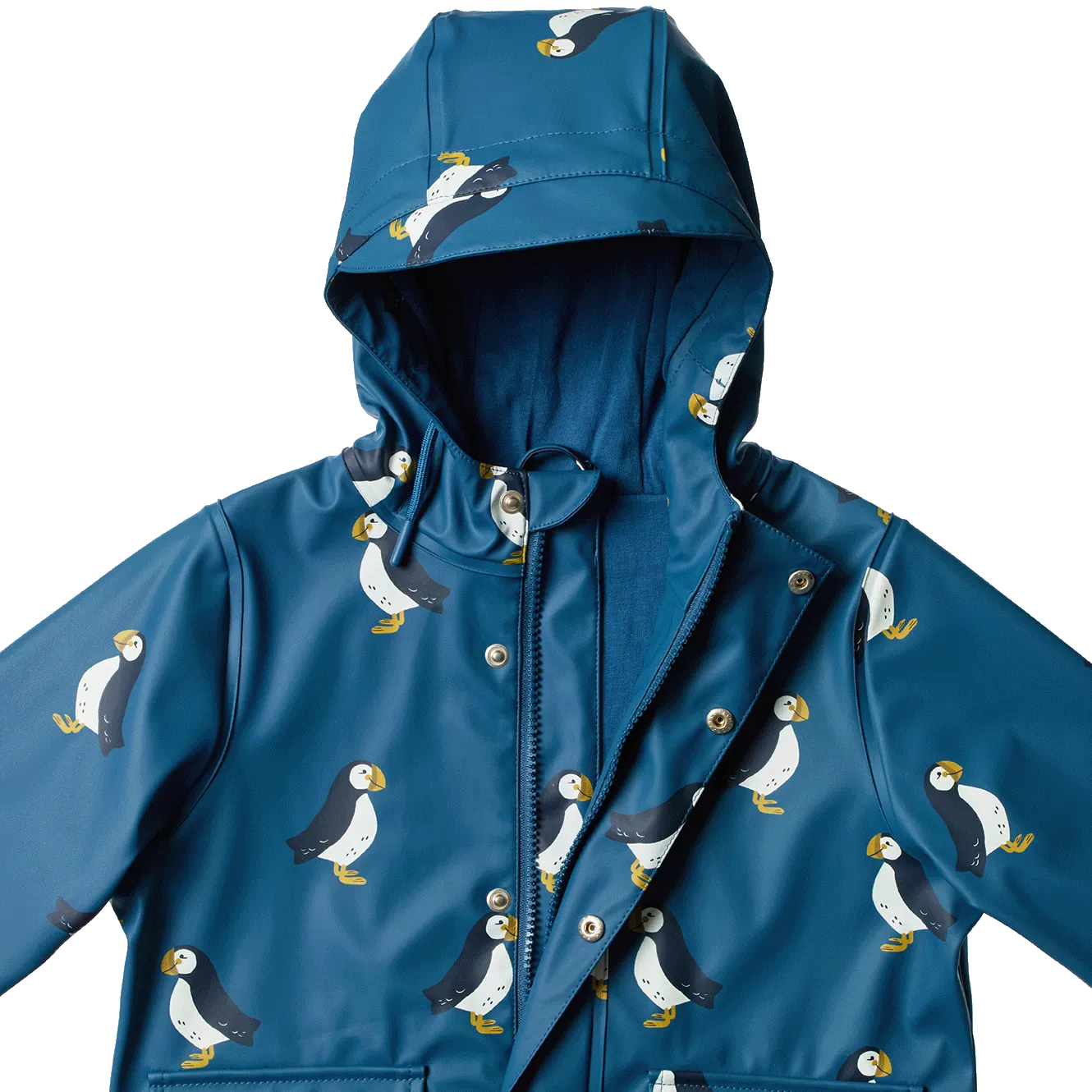Nature Baby RAINCOAT Puffin Teal Print