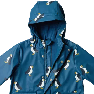 Nature Baby RAINCOAT Puffin Teal Print