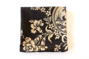 Navy & Beige Floral Pocket Square