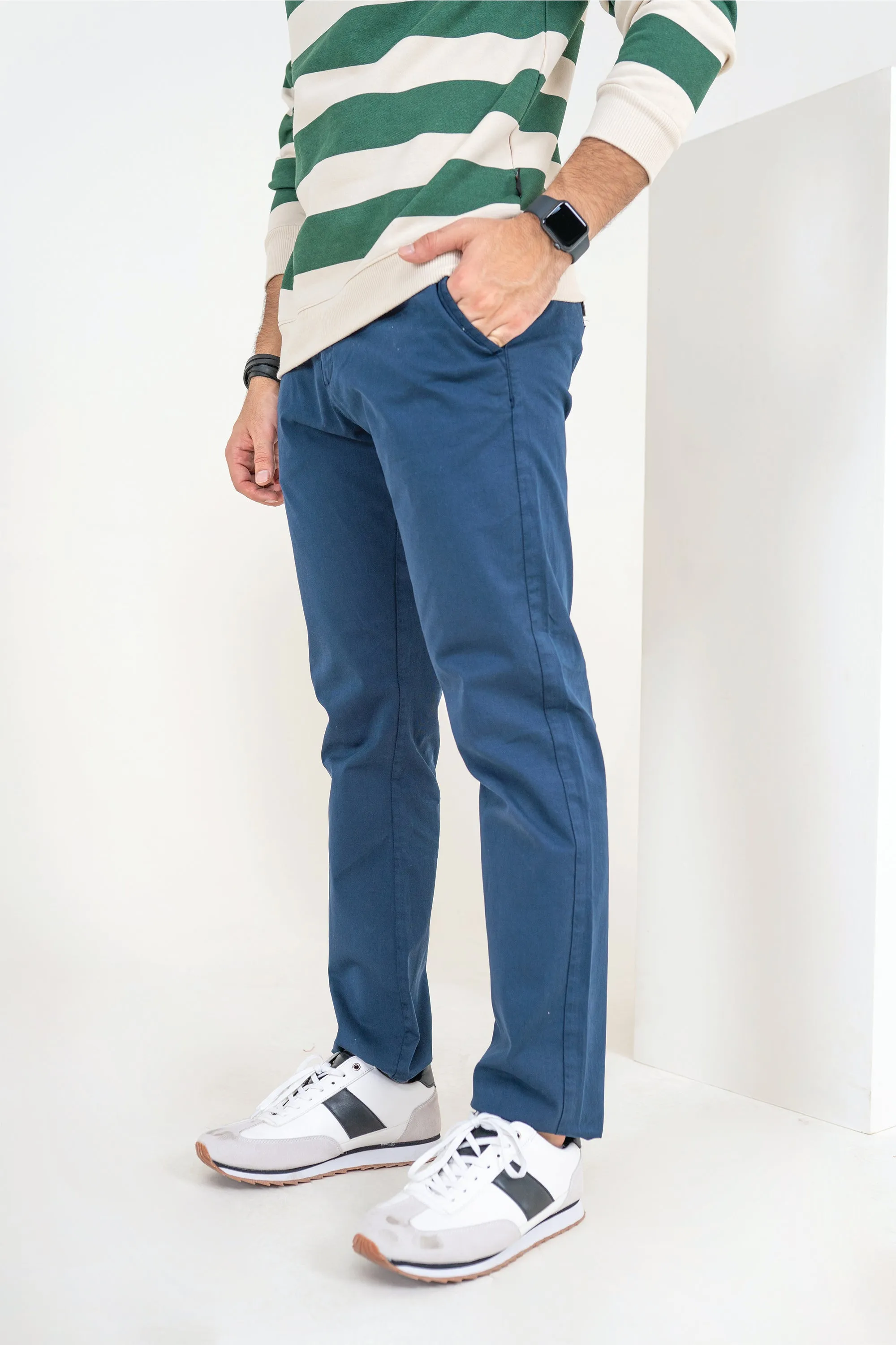 Navy Cropped Fit Pants