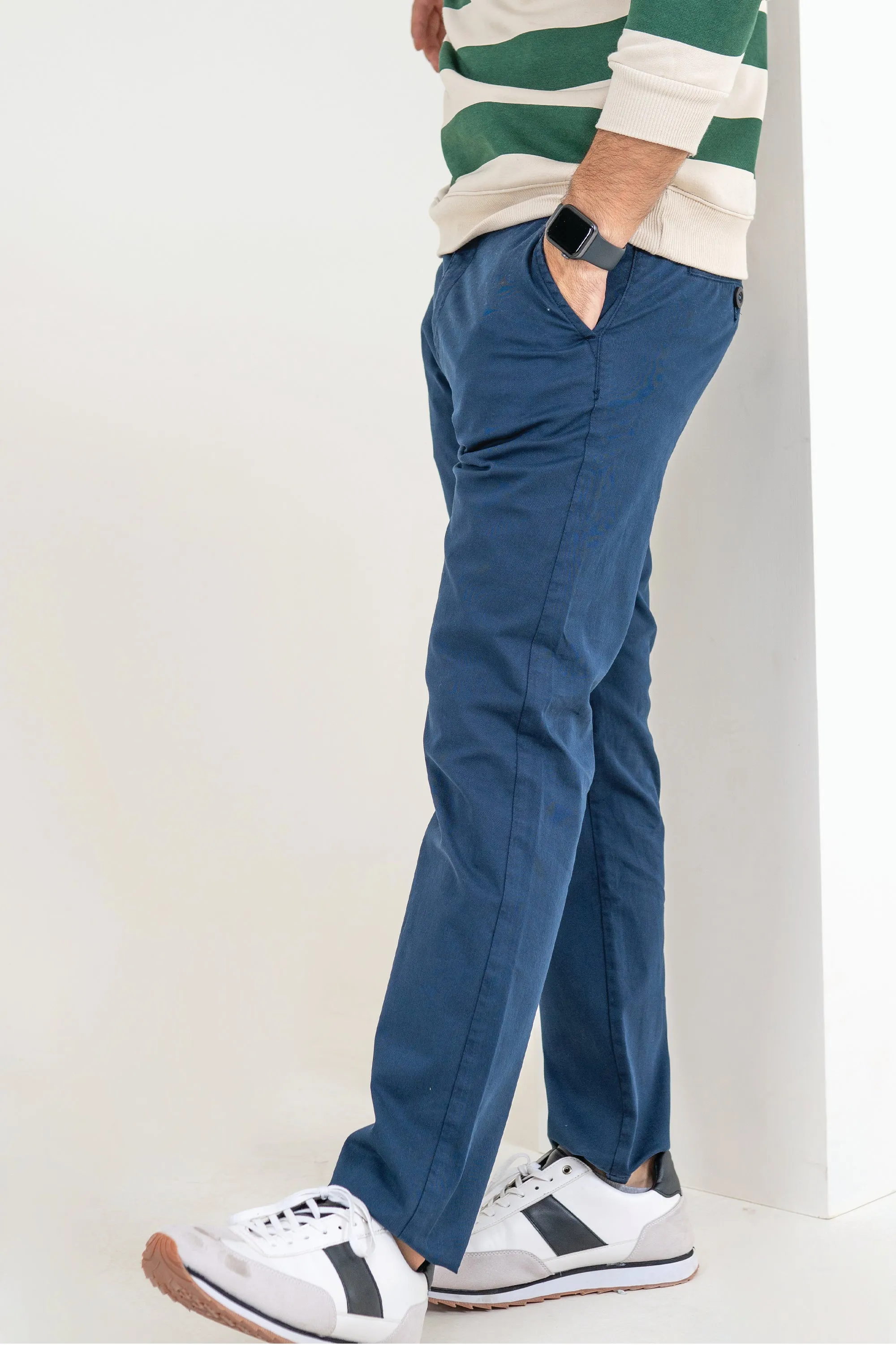 Navy Cropped Fit Pants