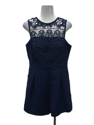 Navy Laced Sleeveless Romper