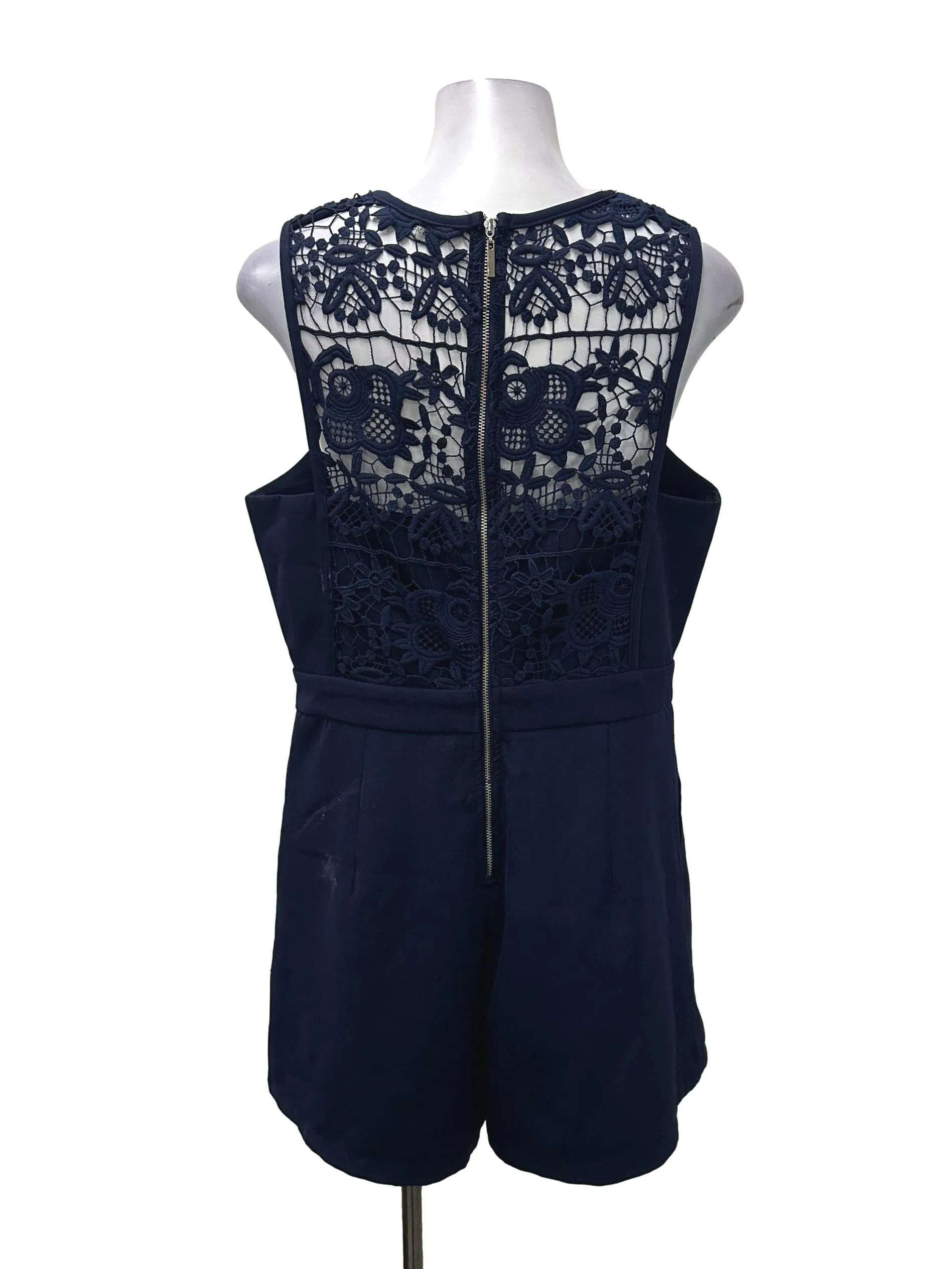 Navy Laced Sleeveless Romper