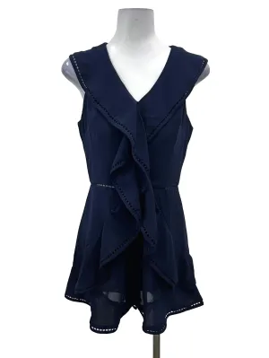 Navy Sleeveless Ruffles Romper