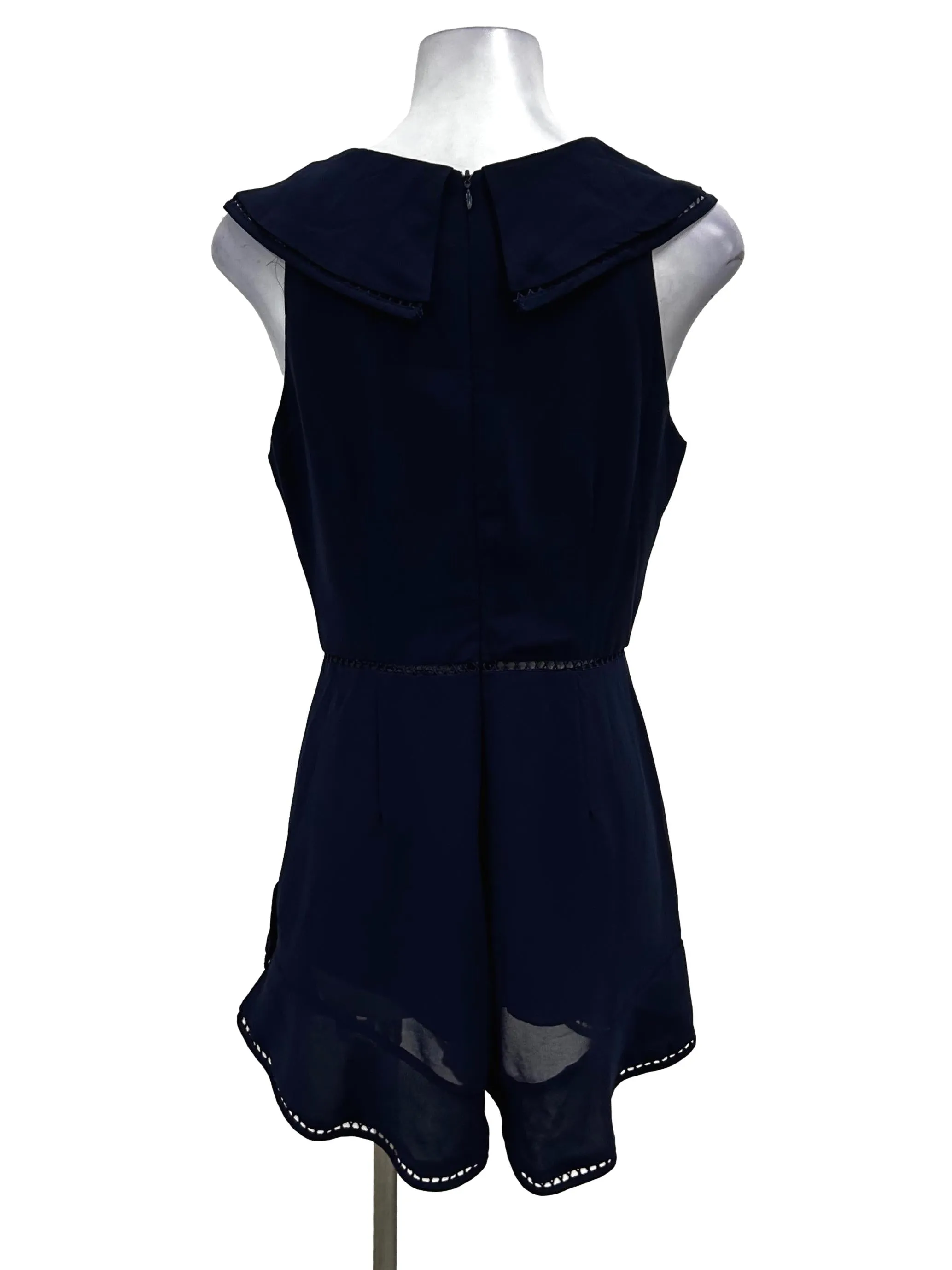 Navy Sleeveless Ruffles Romper