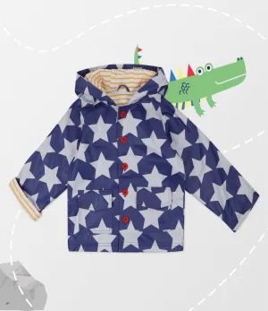 Navy Star Print Raincoat