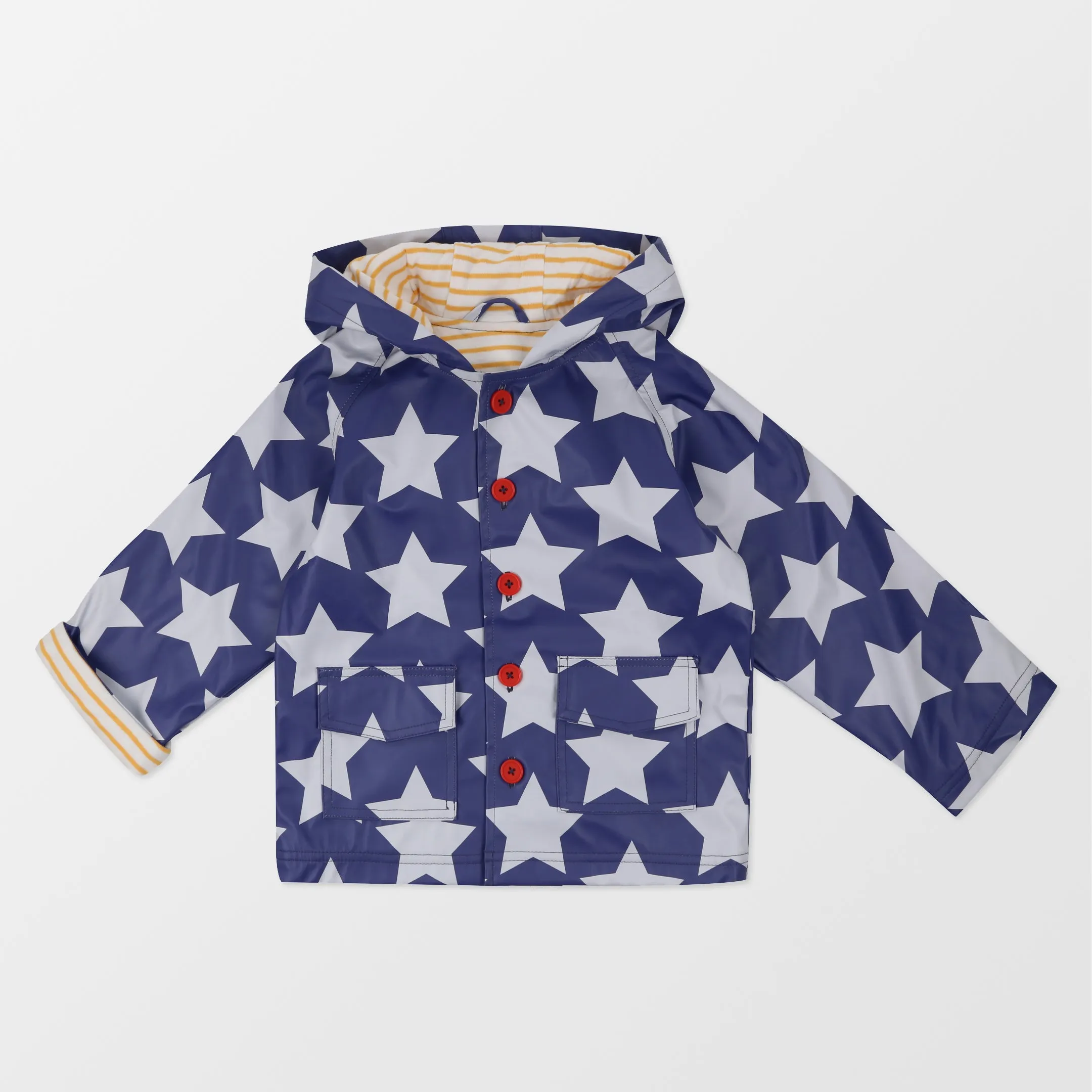 Navy Star Print Raincoat