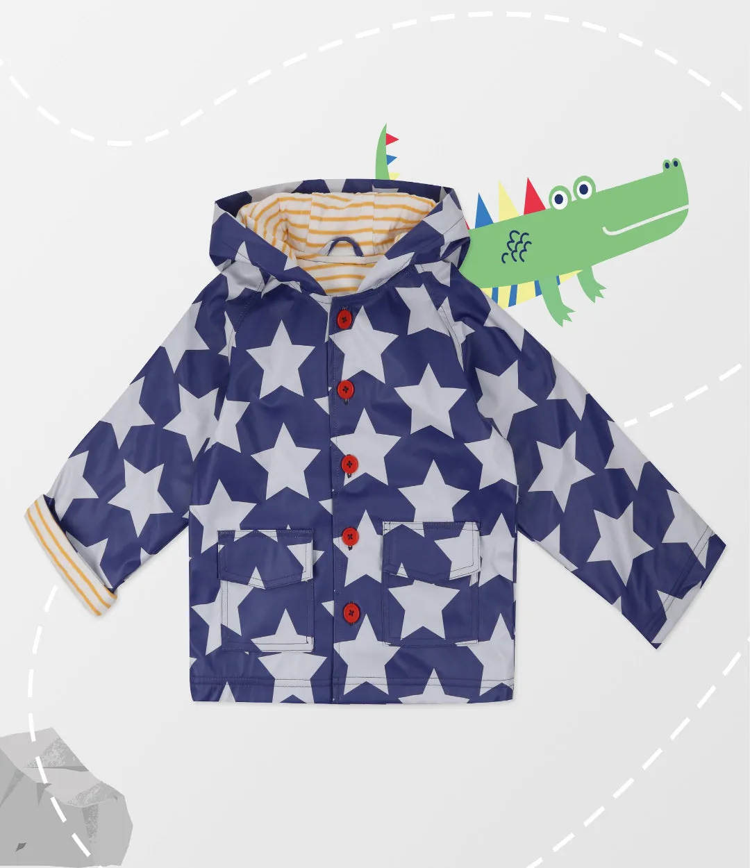 Navy Star Print Raincoat