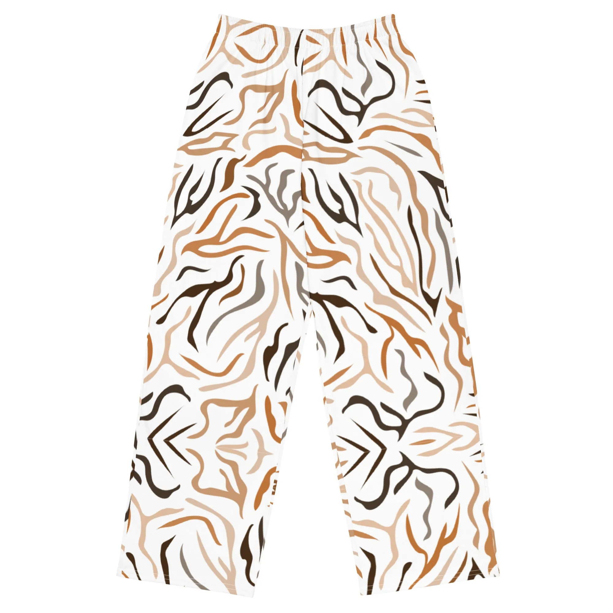 Neutral Tiger Stripes - Wide-Leg Pants