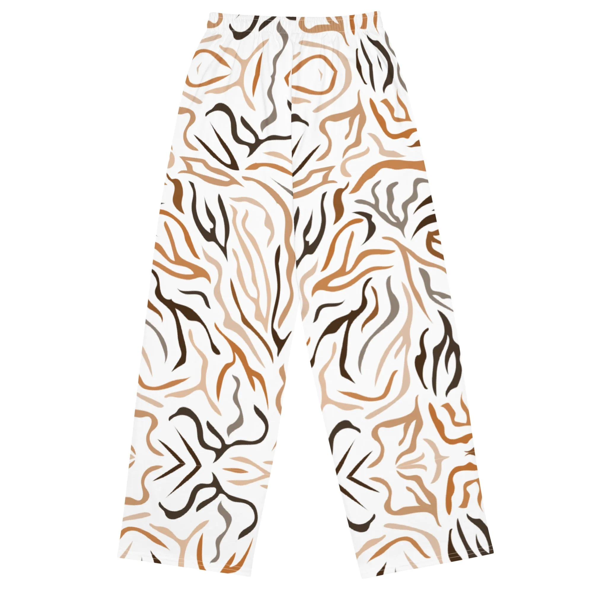 Neutral Tiger Stripes - Wide-Leg Pants