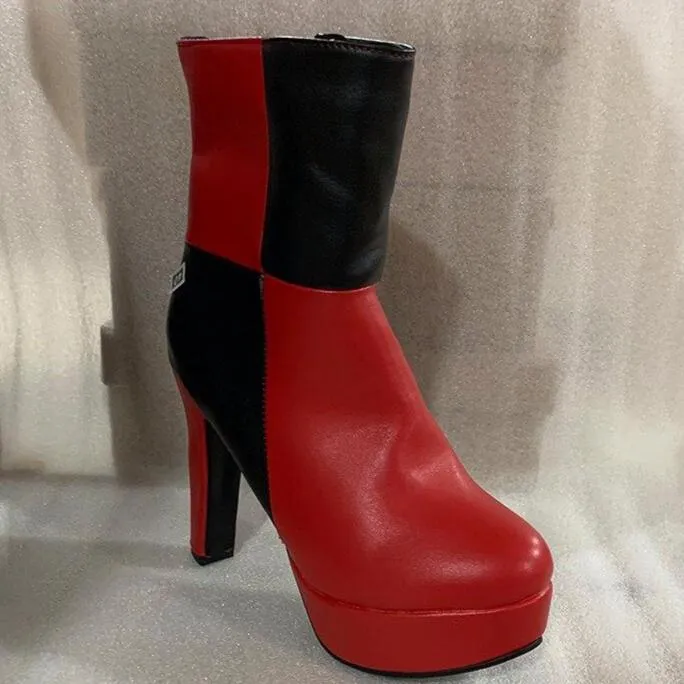 New 34-48 Western Concise Platform Booties Ladies Party mixed-color Ankle Boots Women 2020 High Heels Shoes Woman