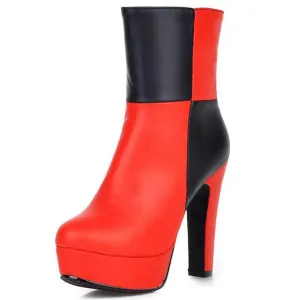 New 34-48 Western Concise Platform Booties Ladies Party mixed-color Ankle Boots Women 2020 High Heels Shoes Woman