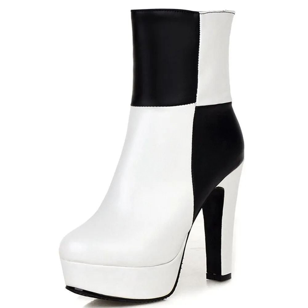 New 34-48 Western Concise Platform Booties Ladies Party mixed-color Ankle Boots Women 2020 High Heels Shoes Woman