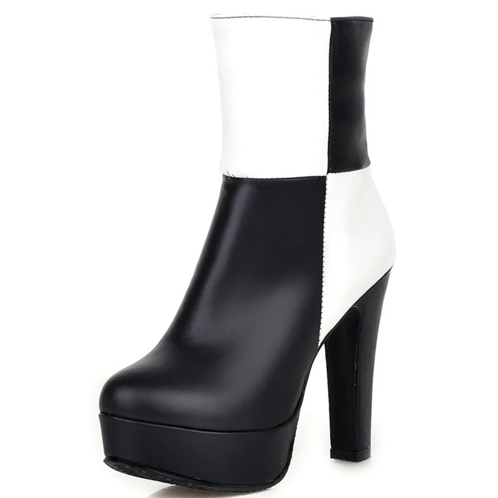New 34-48 Western Concise Platform Booties Ladies Party mixed-color Ankle Boots Women 2020 High Heels Shoes Woman