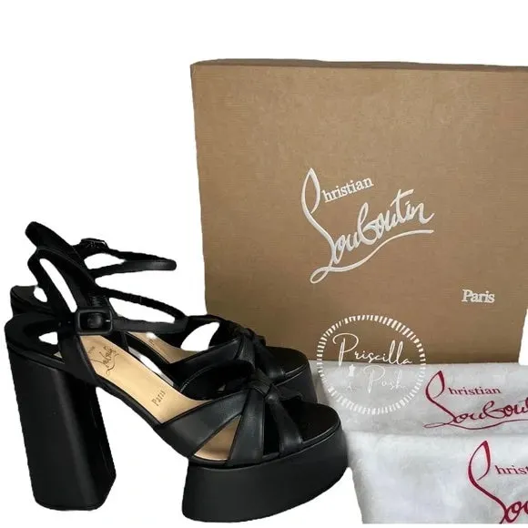 NEW CHRISTIAN LOUBOUTIN Foolanjalili 130 leather platform sandals Black 40.5