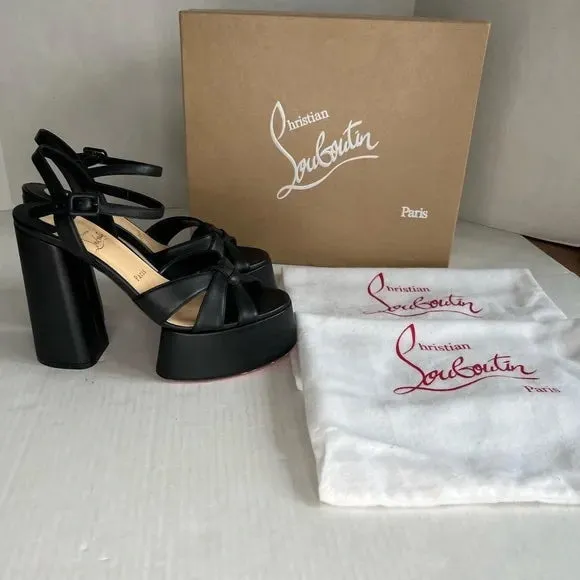 NEW CHRISTIAN LOUBOUTIN Foolanjalili 130 leather platform sandals Black 40.5