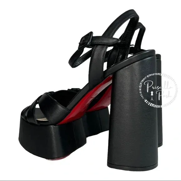 NEW CHRISTIAN LOUBOUTIN Foolanjalili 130 leather platform sandals Black 40.5