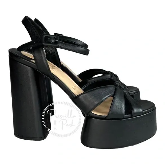 NEW CHRISTIAN LOUBOUTIN Foolanjalili 130 leather platform sandals Black 40.5