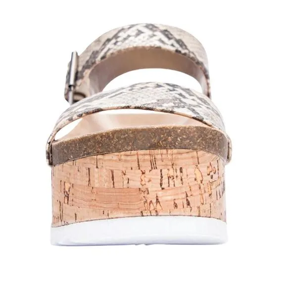 NEW DIRTY LAUNDRY dusk palms platform sandal in silver snake