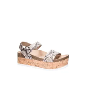 NEW DIRTY LAUNDRY dusk palms platform sandal in silver snake