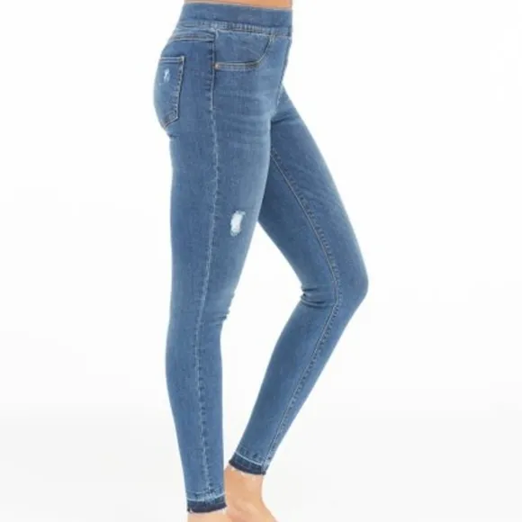 NEW SPANX® Distressed Skinny Jean in Medium Wash