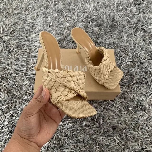 New Summer  Slides Square Open Toe