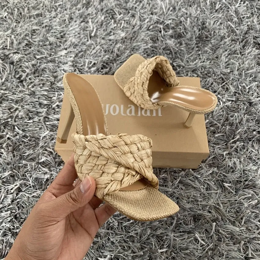 New Summer  Slides Square Open Toe