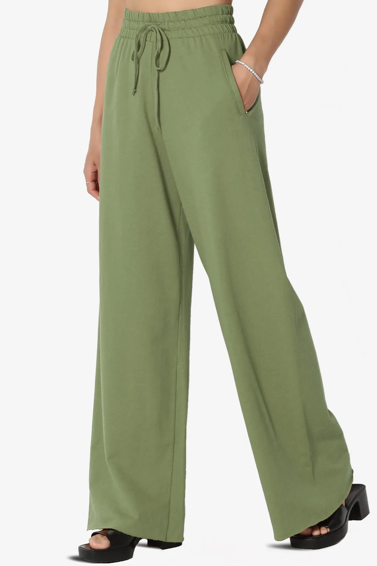 Nia Cotton Terry Wide Leg Track Pants