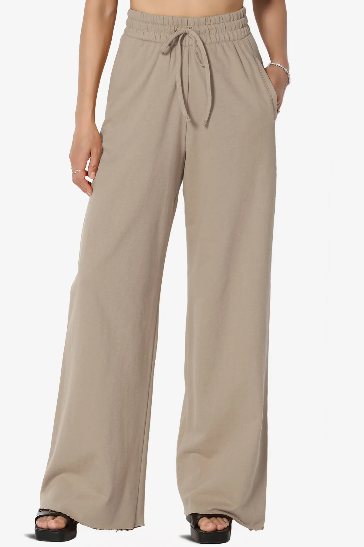 Nia Cotton Terry Wide Leg Track Pants