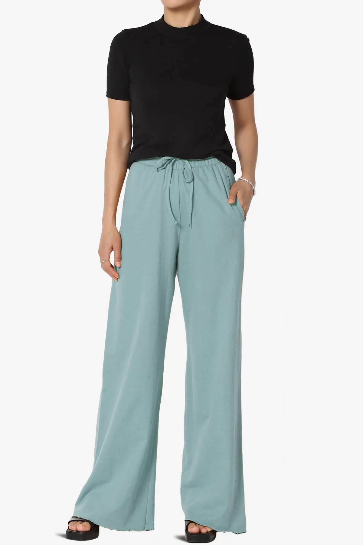 Nia Cotton Terry Wide Leg Track Pants