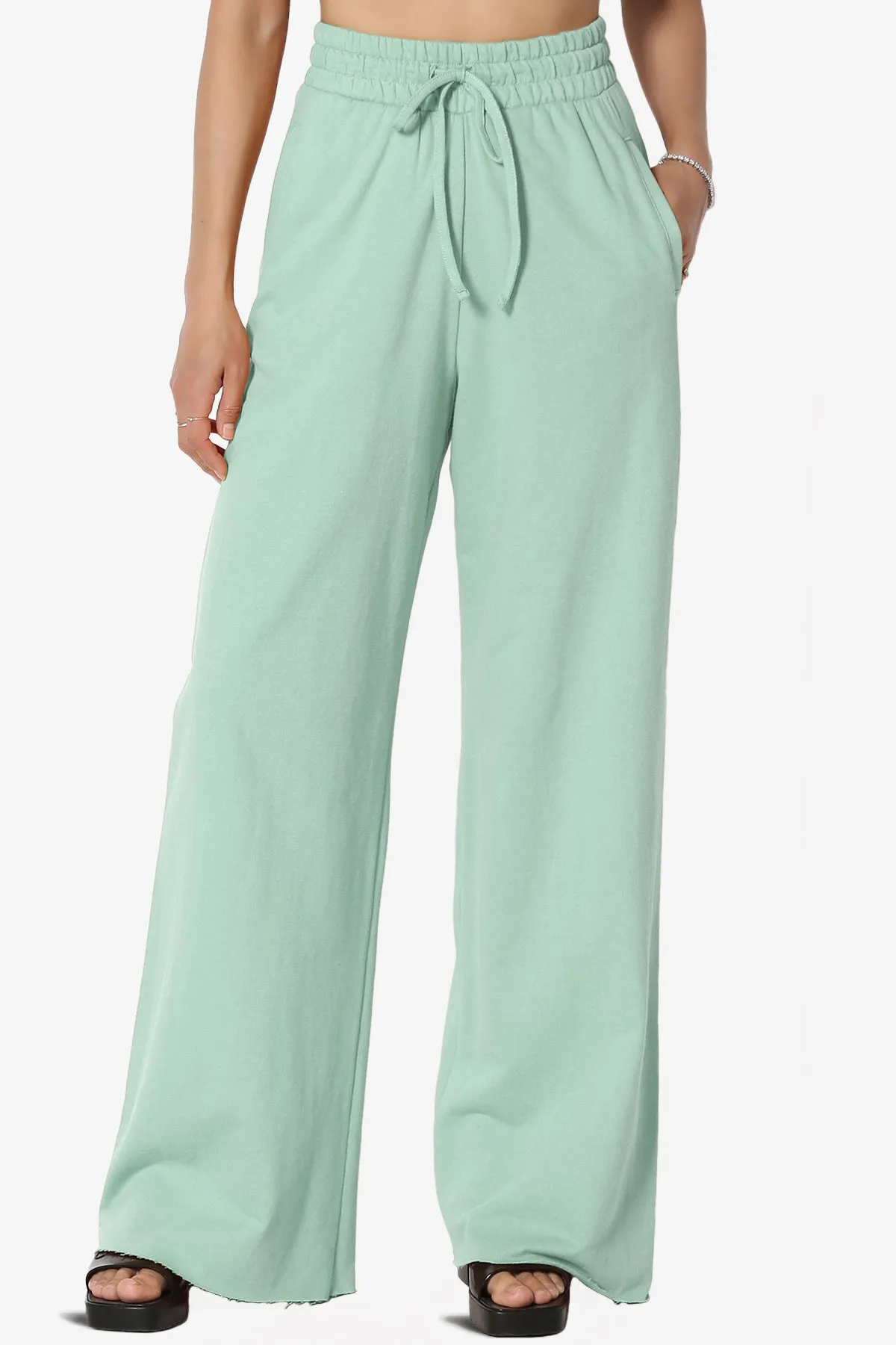 Nia Cotton Terry Wide Leg Track Pants