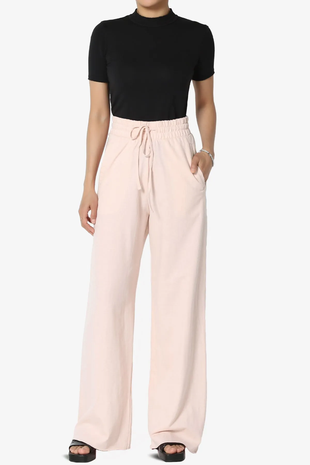 Nia Cotton Terry Wide Leg Track Pants