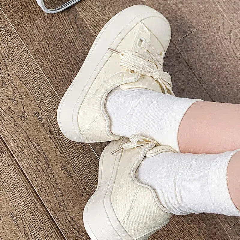 Niche Casual Shoes Thick-Soled White Shoes