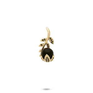 Night Blossom Black Coral Pendant in Gold with Black Diamonds