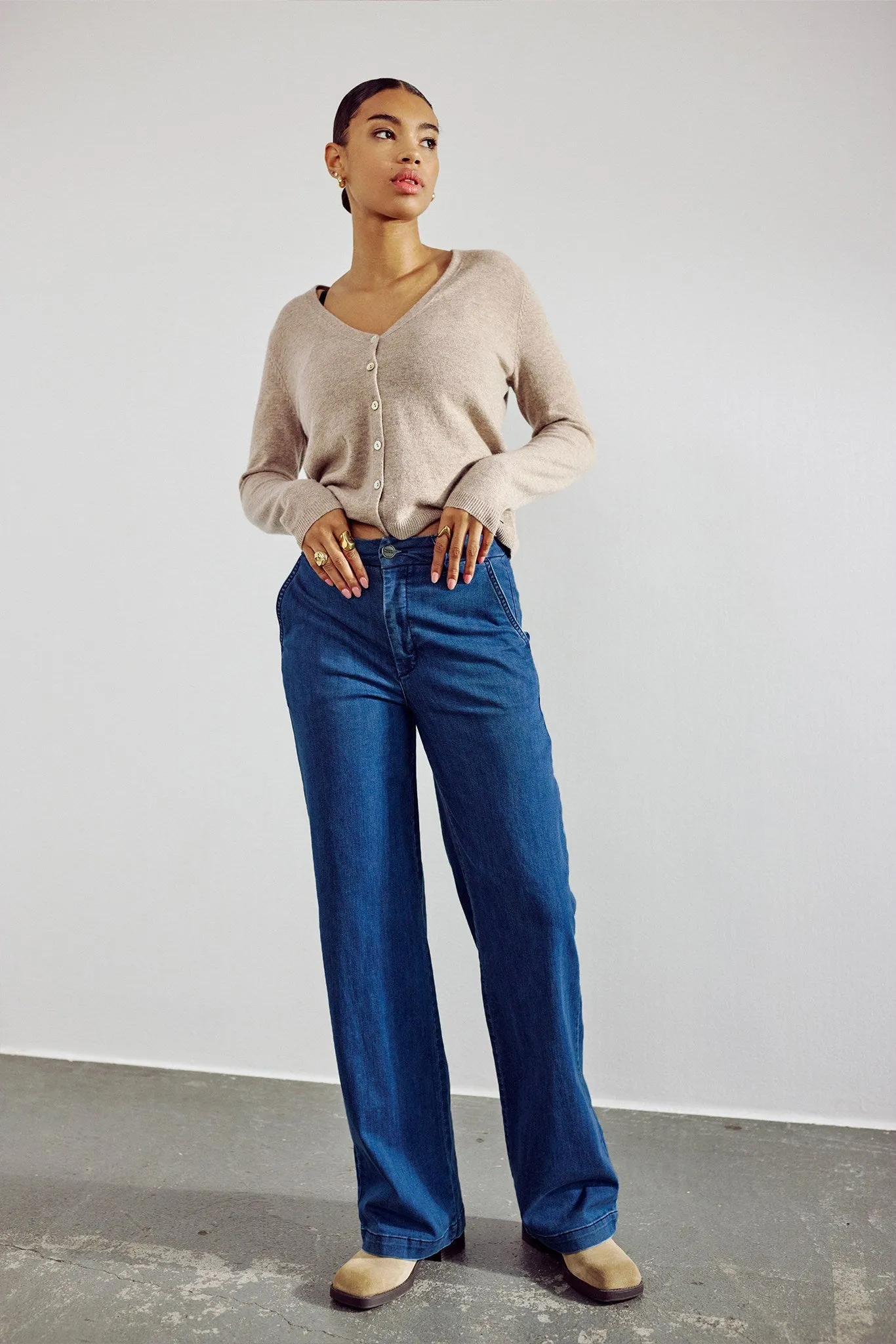 NUAMBER PANTS X LONG MID BLUE - Medium Blue Denim