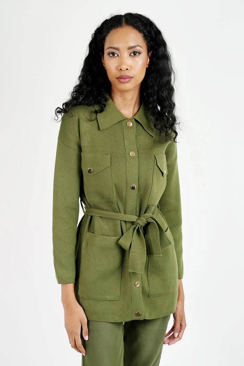 Olive Military Cardigan