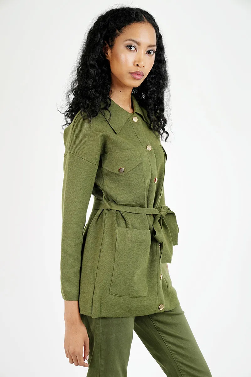 Olive Military Cardigan