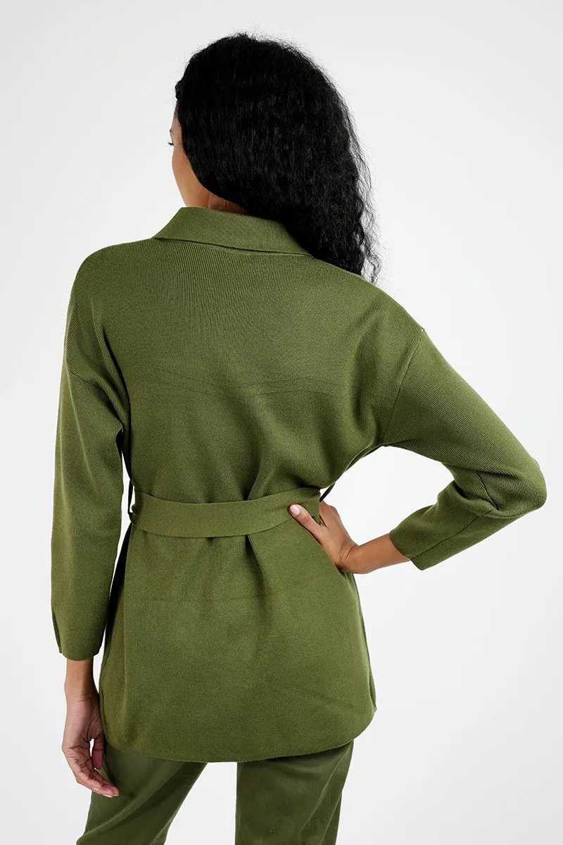 Olive Military Cardigan
