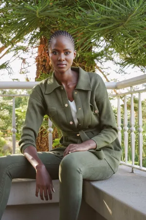 Olive Military Cardigan
