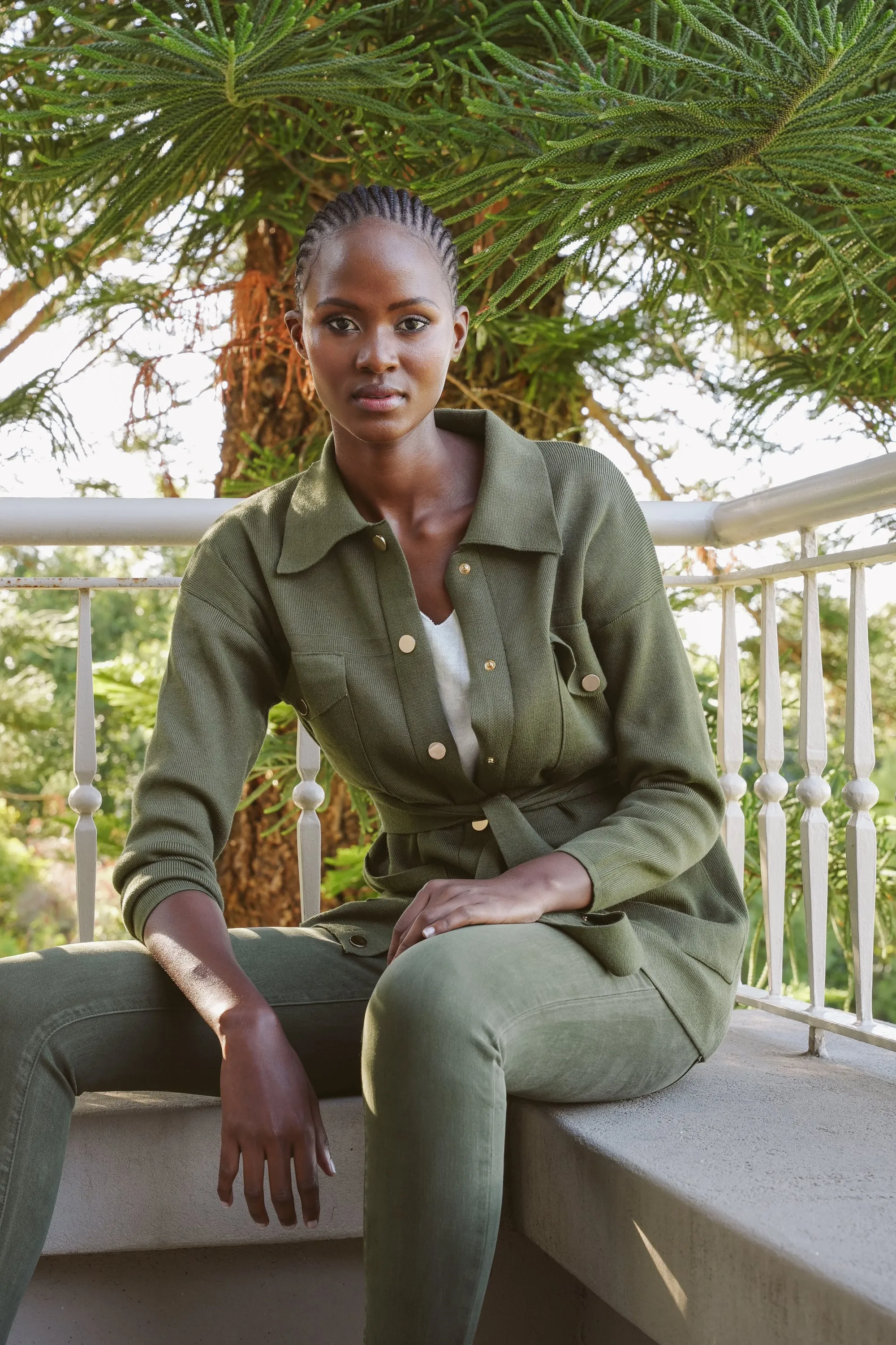 Olive Military Cardigan