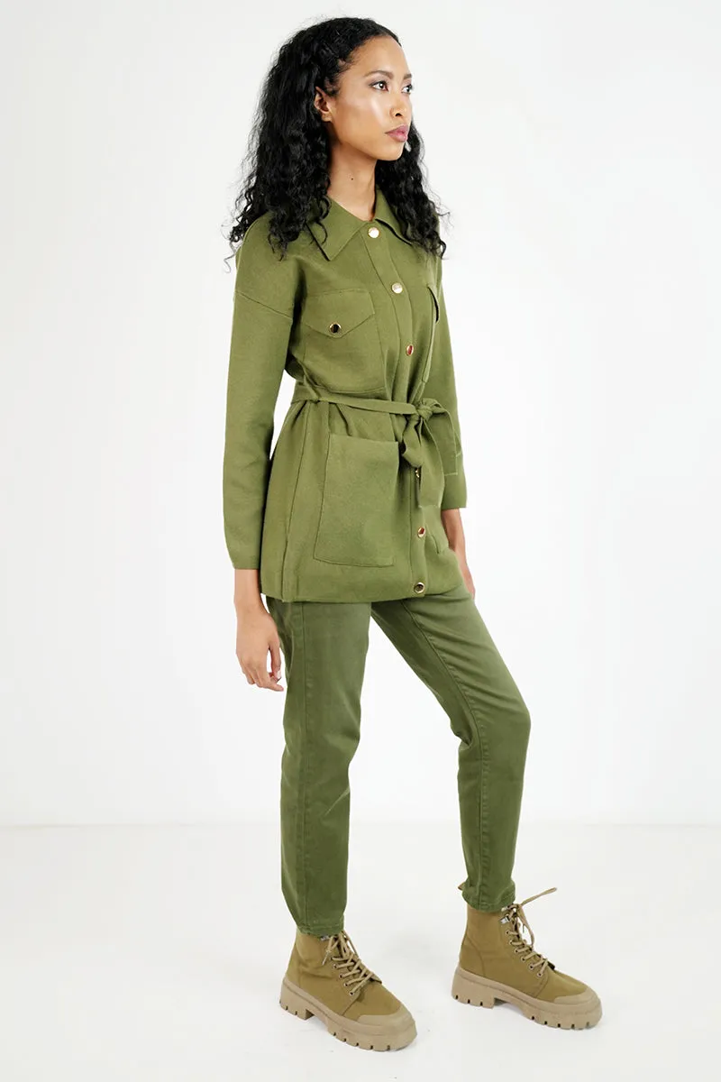 Olive Military Cardigan