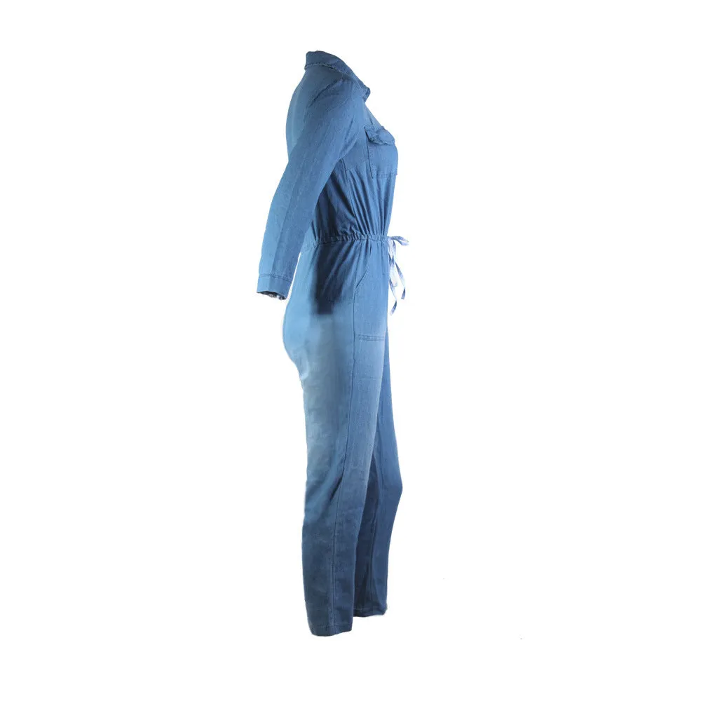 One Piece Denim Romper and Jumpsuits for Women with Pockets