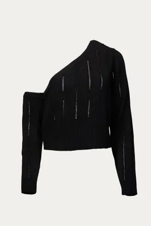 ONE-SHOULDER KNIT SWEATER