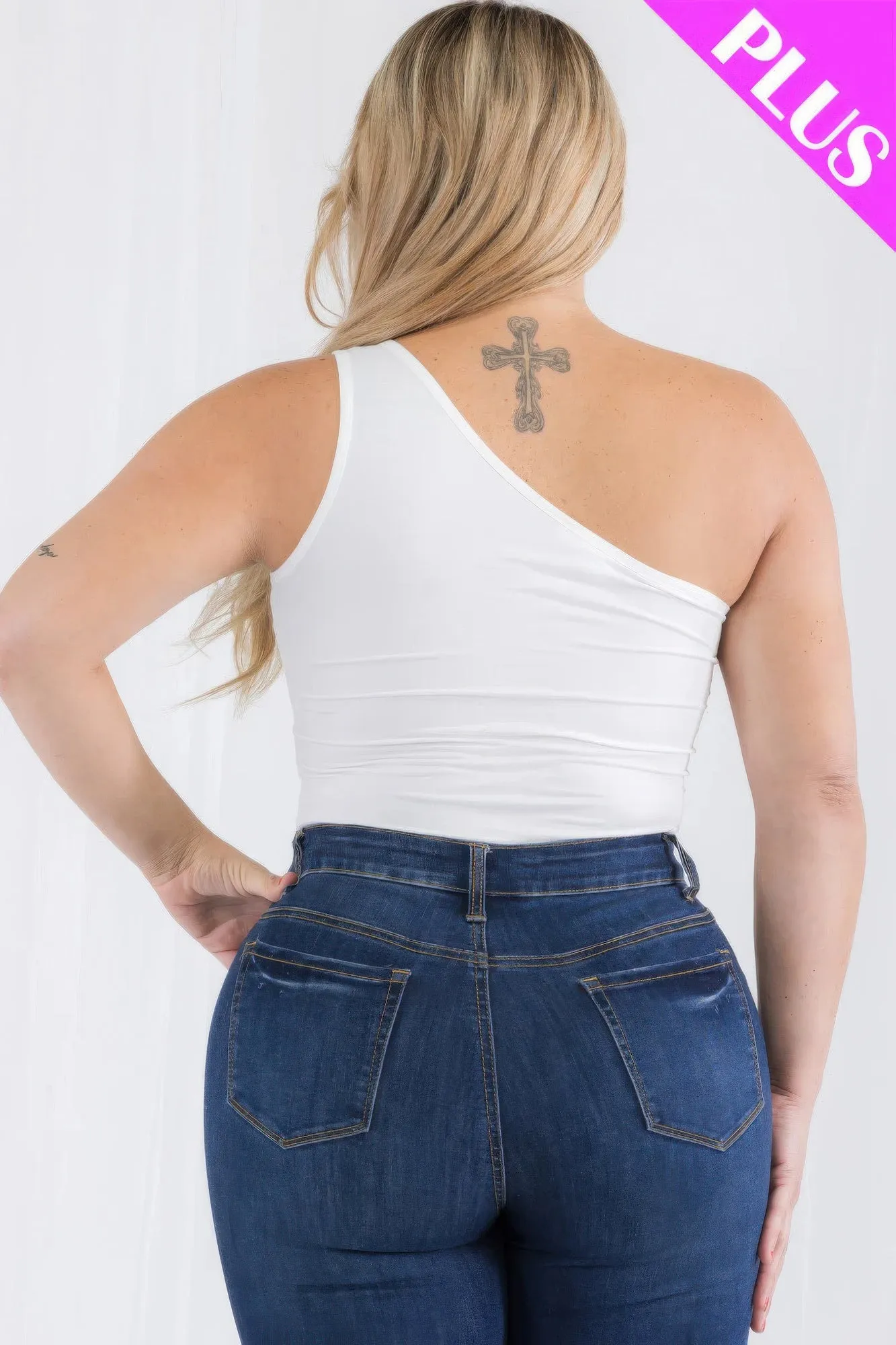 one shoulder solid casual bodysuit