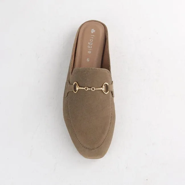 Open back mule with gold trim in Forest - 12450