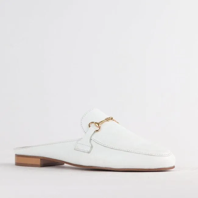 Open back mule with gold trim  in White - 12450